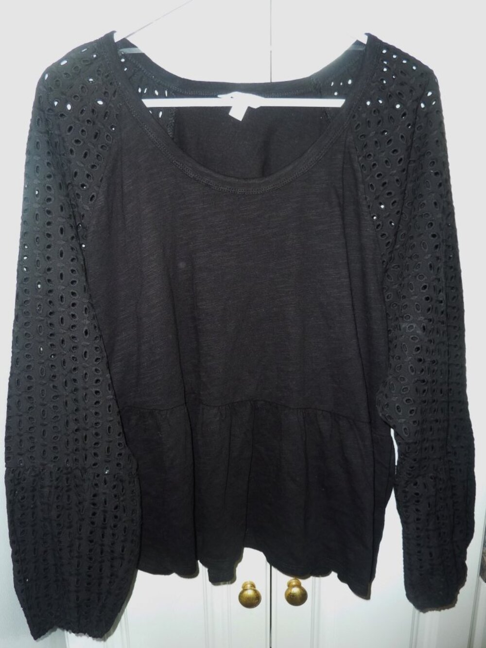 NWT Time & True Black Eyelet Lightweight Shirt Size XXL 2XL